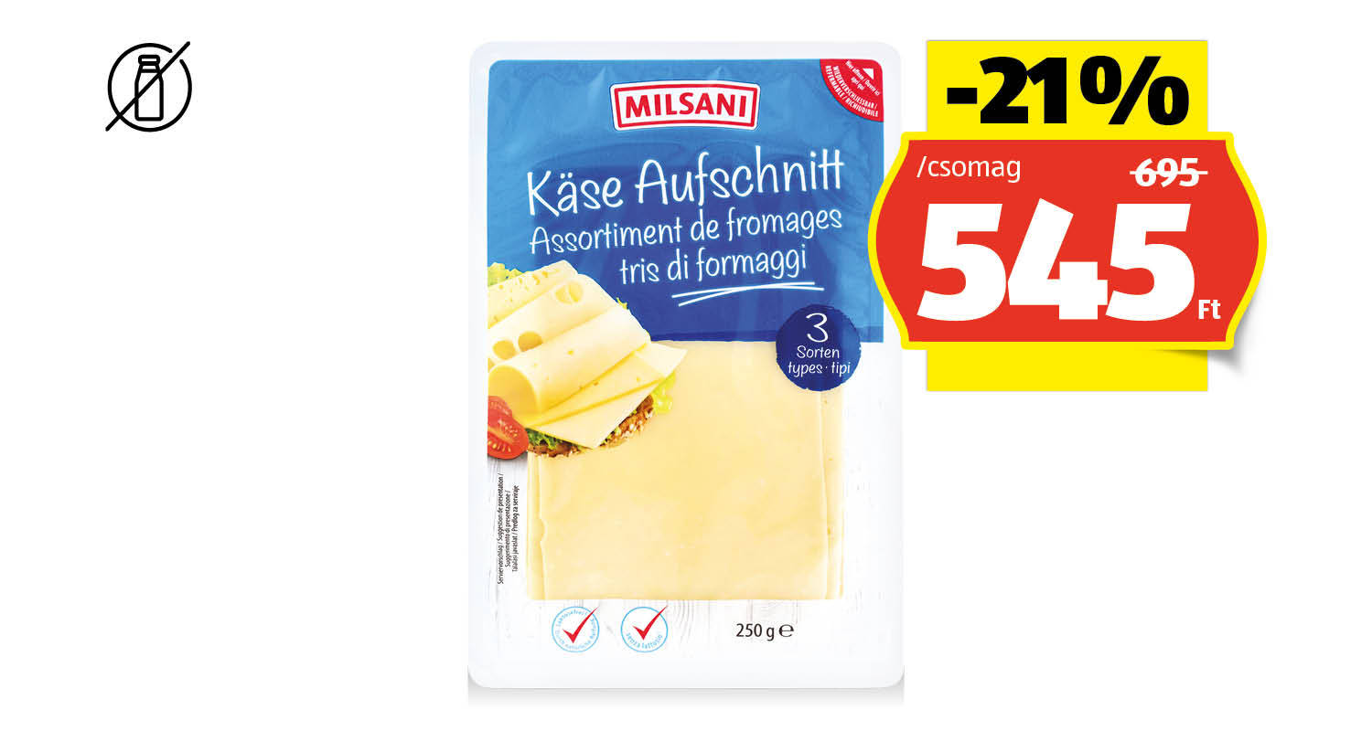 MILSANI Szeletelt sajtmix, 250 g/csomag