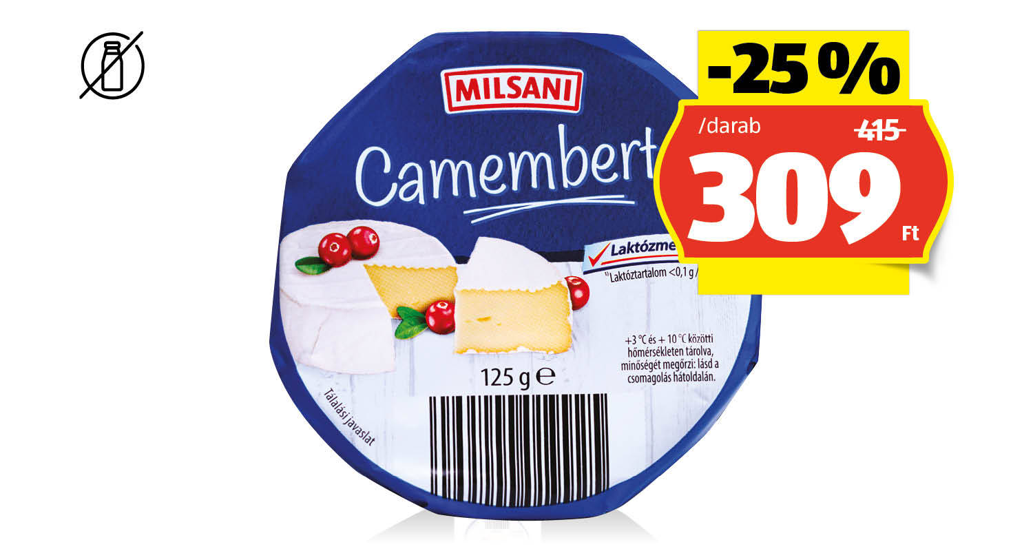 MILSANI Camembert sajt, 125 g/darab