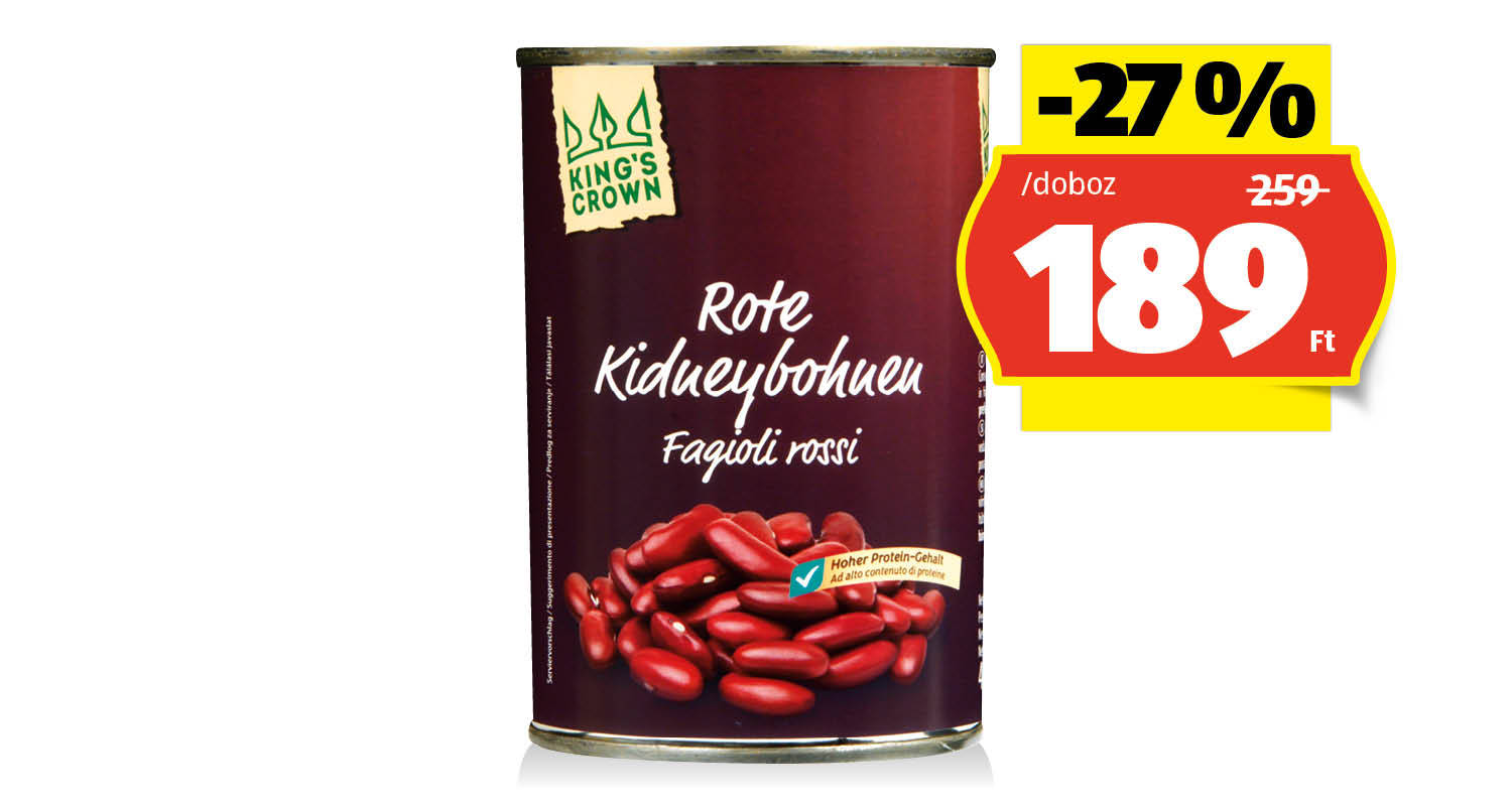KING’S CROWN Vörösbab, 400 g (255 g)/doboz