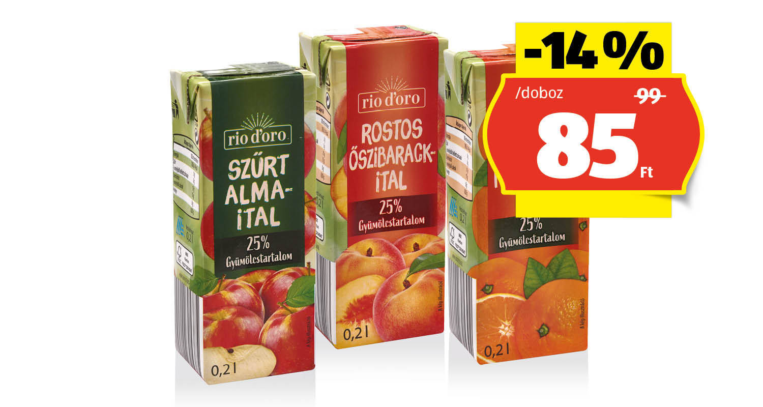 RIO D’ORO Gyümölcsital, 200 ml/doboz