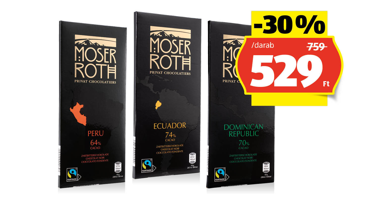 MOSER ROTH Fairtrade csokoládé, 100 g/darab