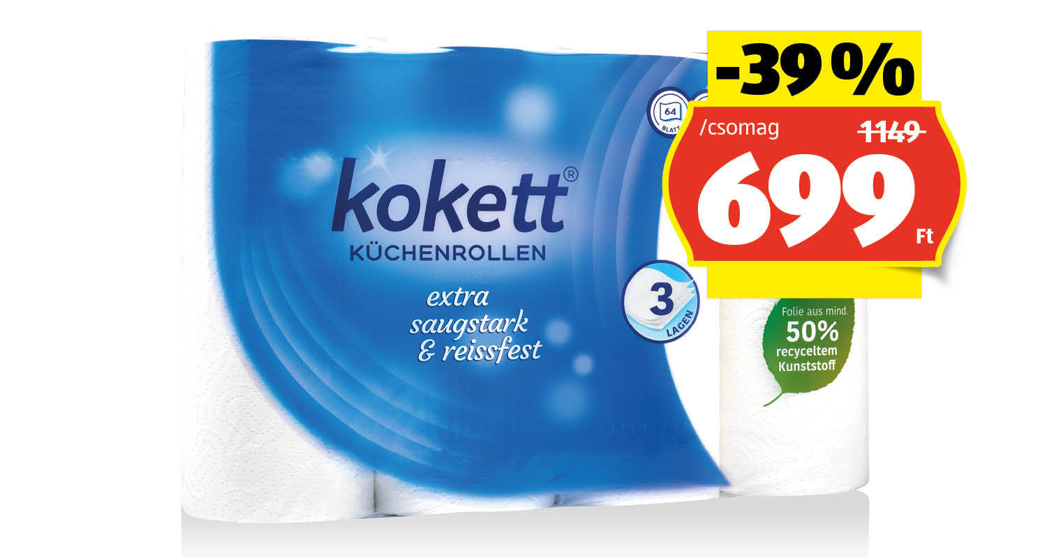 KOKETT Konyhai papírtörlő, 4 tekercs/csomag