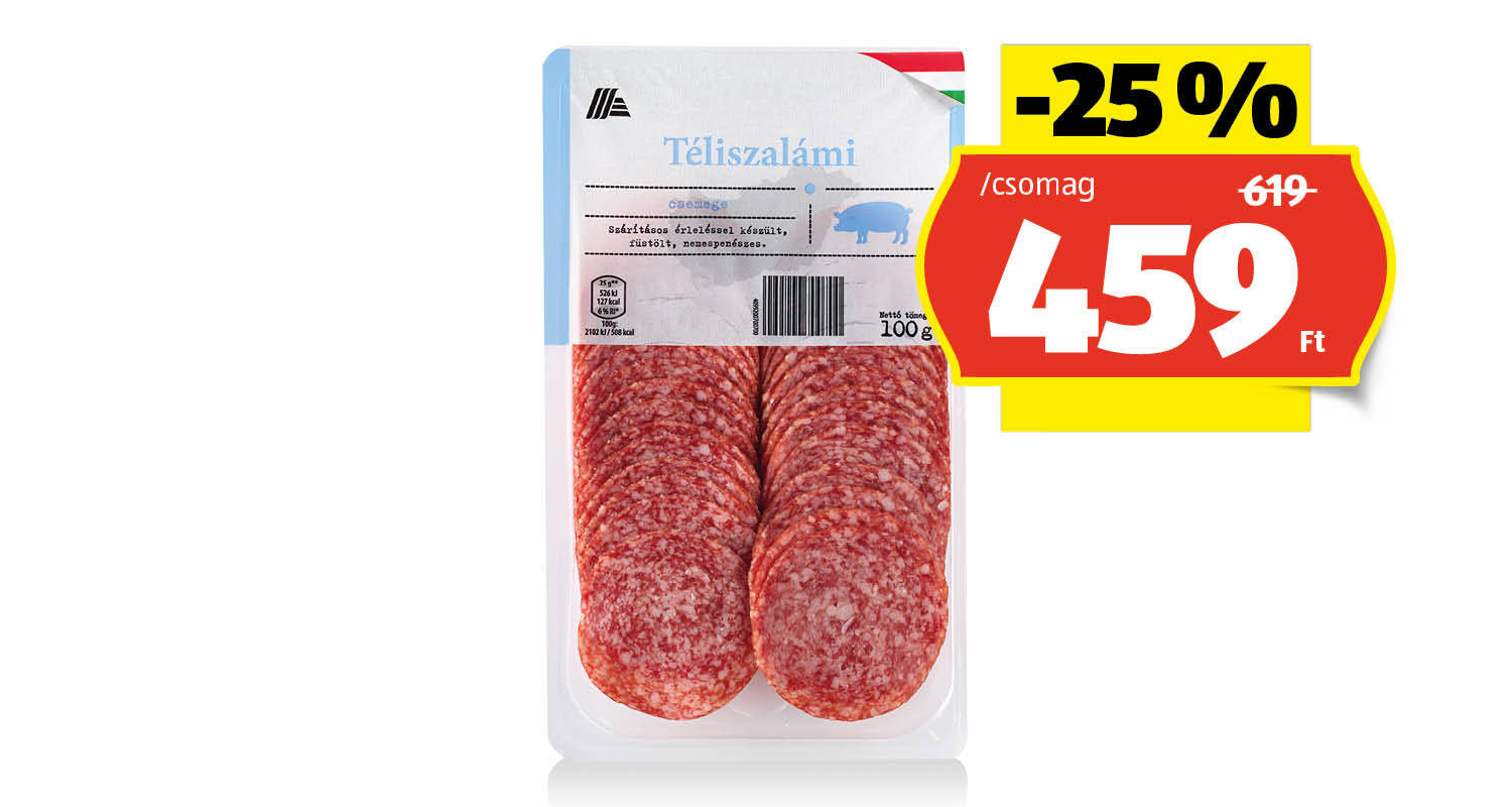 Szeletelt téliszalámi, 100 g/csomag