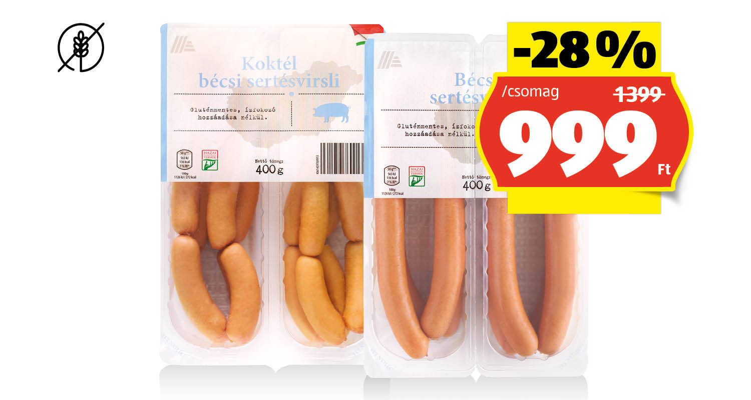 Bécsi virsli, 2 x 200 g/csomag