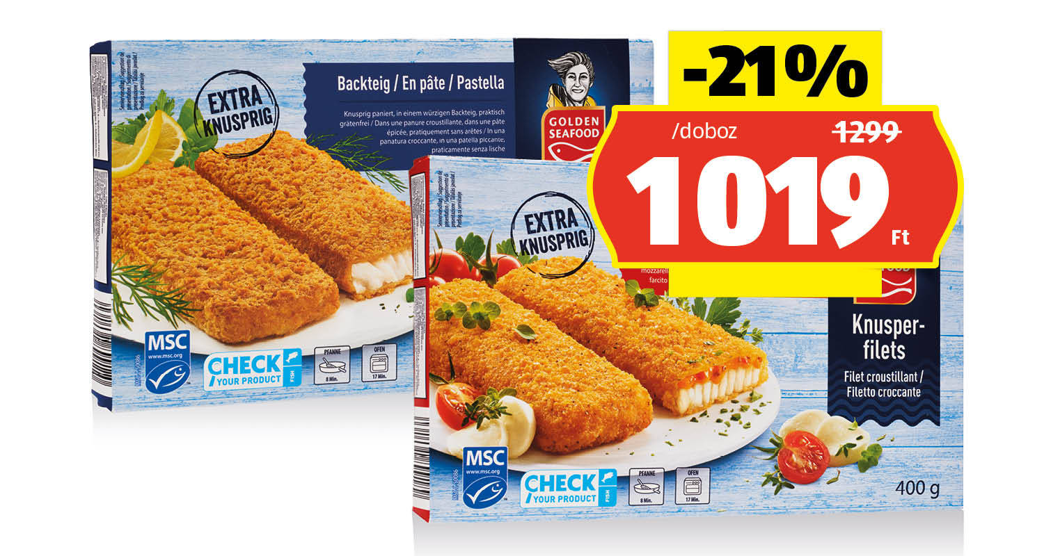 GOLDEN SEAFOOD Ropogós halszeletek, 400 g/doboz