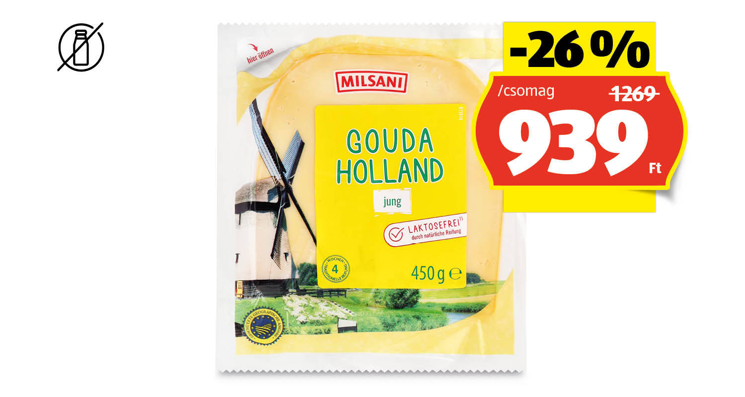 MILSANI Holland Gouda sajt, 450 g/csomag