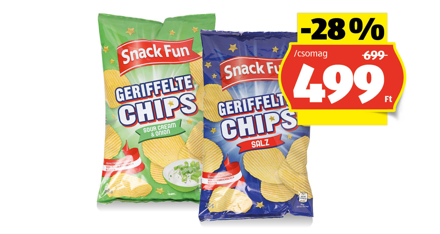 SNACK FUN Hullámos chips, 200 g/csomag
