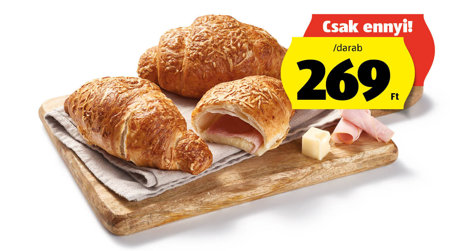 AZON MELEGÉBEN Sajtos-sonkás croissant, 95 g/darab