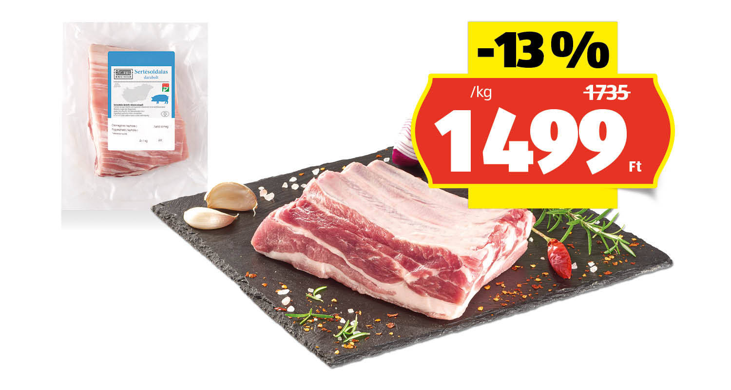 HÚSMESTER Friss sertésoldalas, /kg