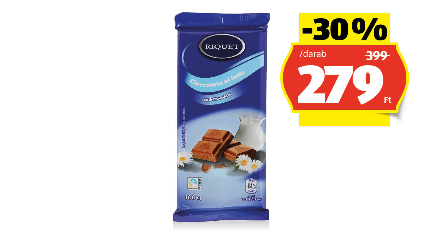 RIQUET Tejcsokoládé, 100 g/darab