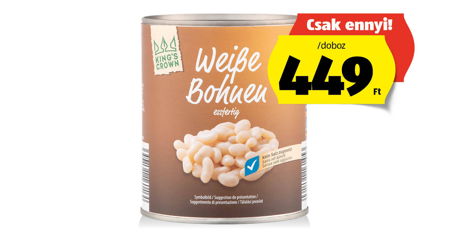 KING’S CROWN Fehér bab, 800 g (530 g)/doboz