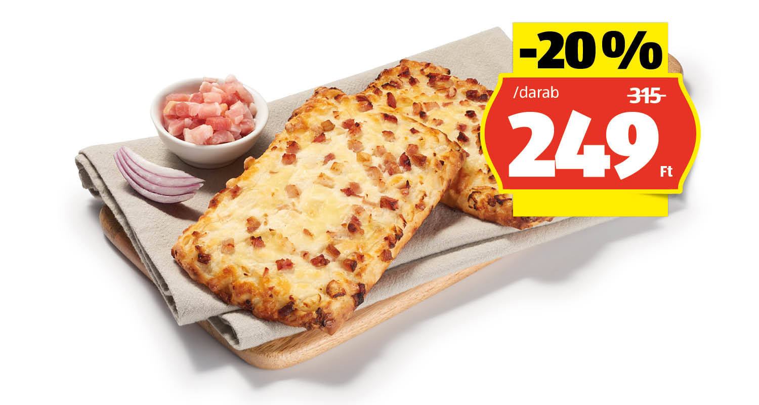 AZON MELEGÉBEN Baconös-hagymás kenyérlángos, 125 g/darab