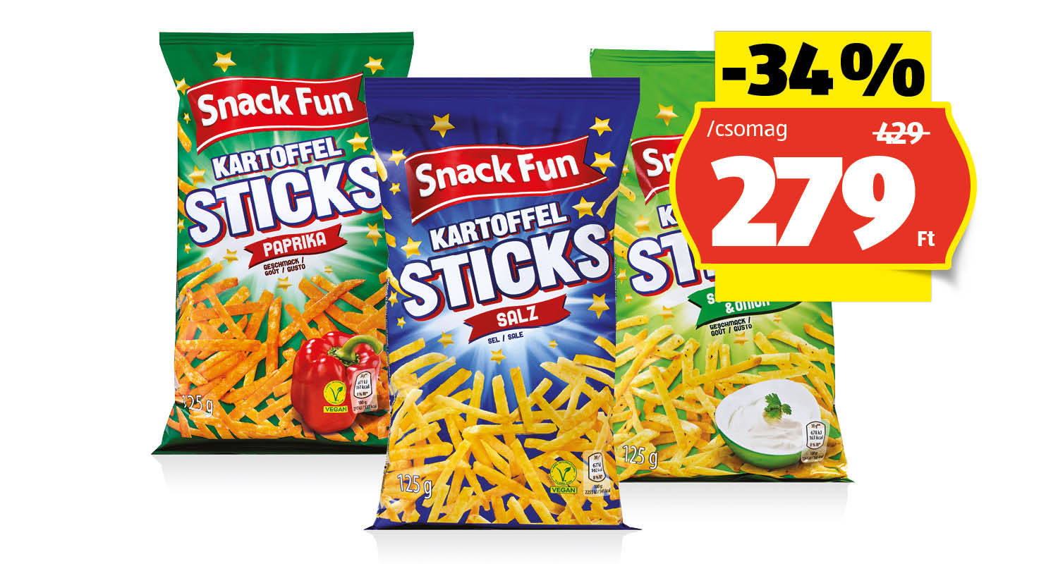 SNACK FUN Burgonyapálcikák, 125 g/csomag