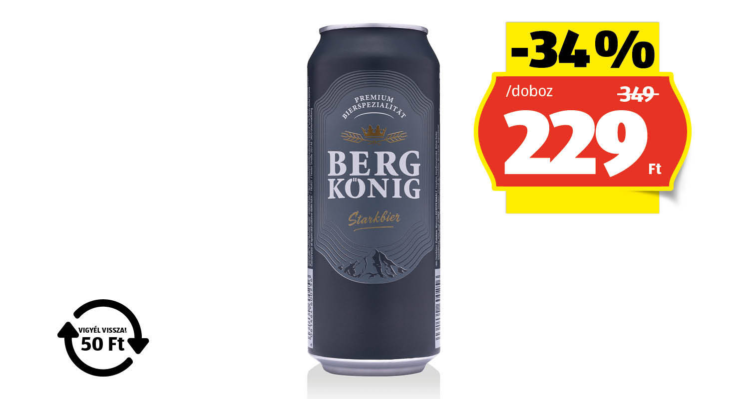 BERGKÖNIG Világos sör, 0,5 l/doboz