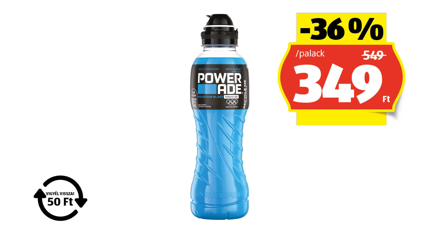 POWERADE Izotóniás sportital, 0,5 l/palack