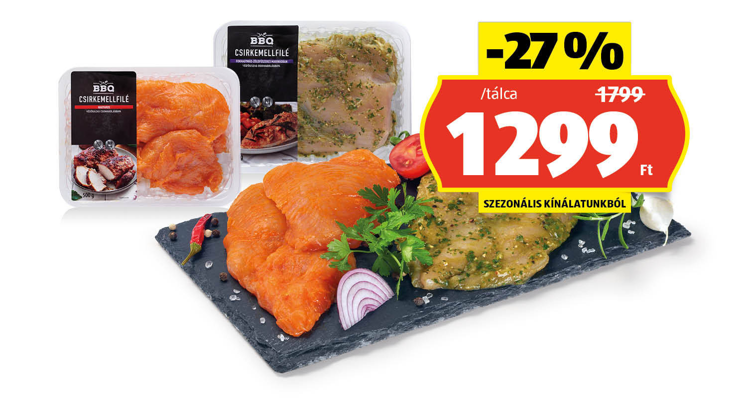 BBQ Friss marinált csirkemellfilé, 500 g/tálca 
