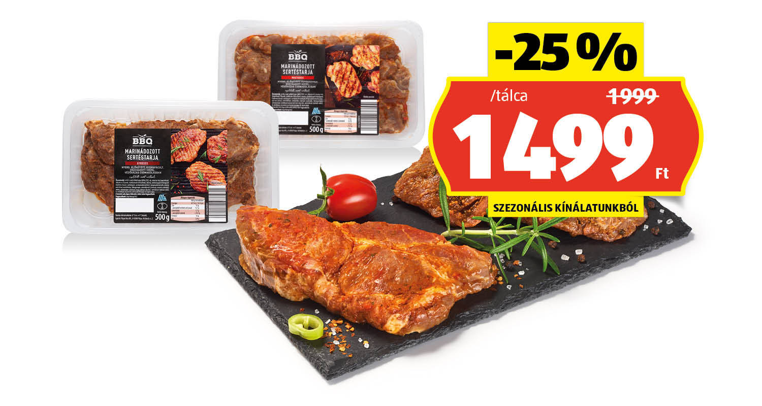 BBQ Friss marinált sertéstarja, 500 g/tálca