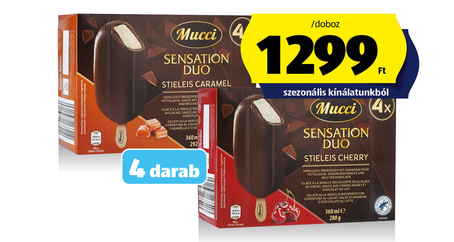 MUCCI Pálcikás jégkrém, 4 x 90 ml/doboz