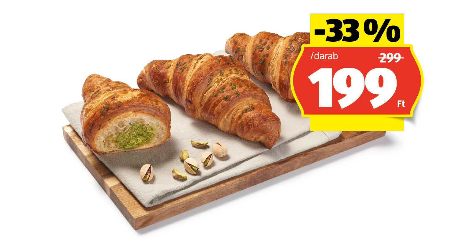 AZON MELEGÉBEN Croissant pisztáciás krémmel töltve, 85 g/darab