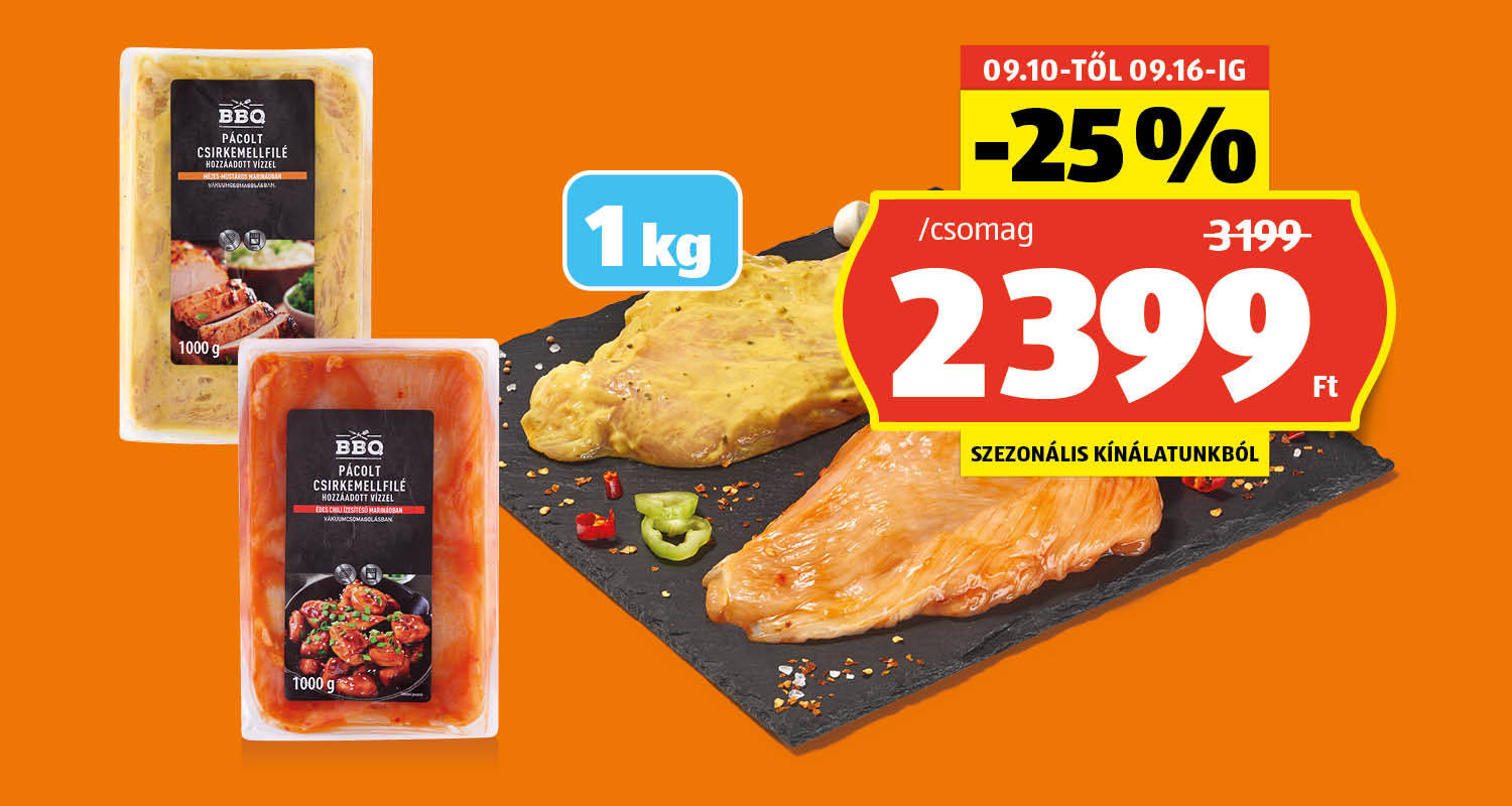BBQ Friss marinált csirkemellfilé, 1 kg/tálca 