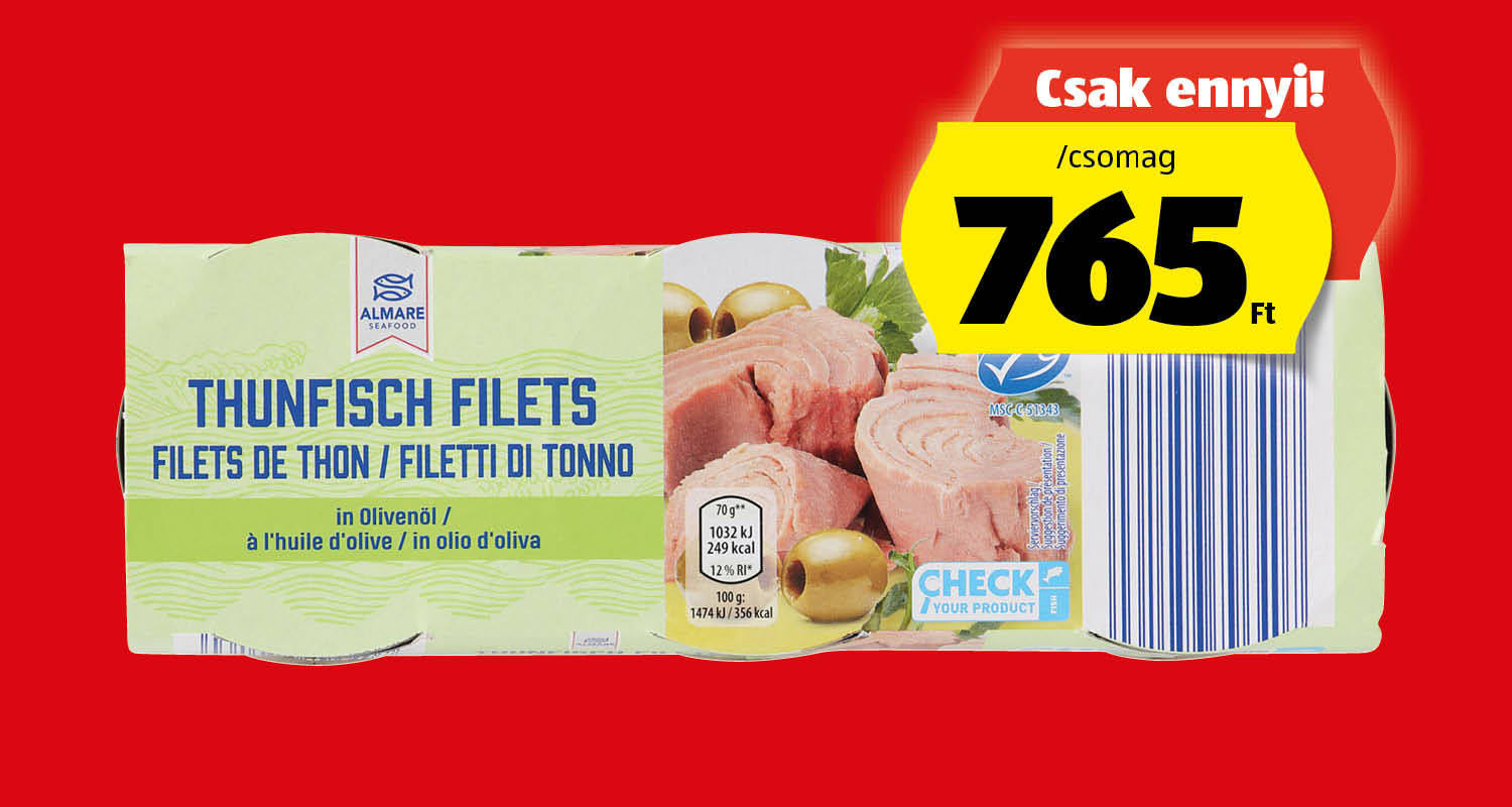 ALMARE SEAFOOD Tonhalfilé, 3 x 70 g ( 3 x 52 g)/csomag