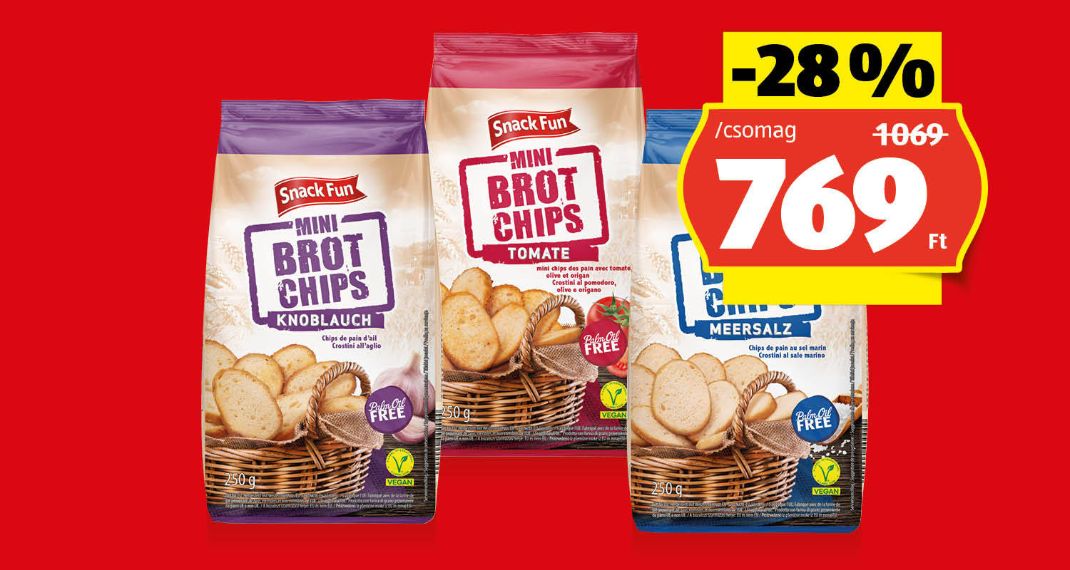 SNACK FUN Kenyérchips, 250 g/csomag