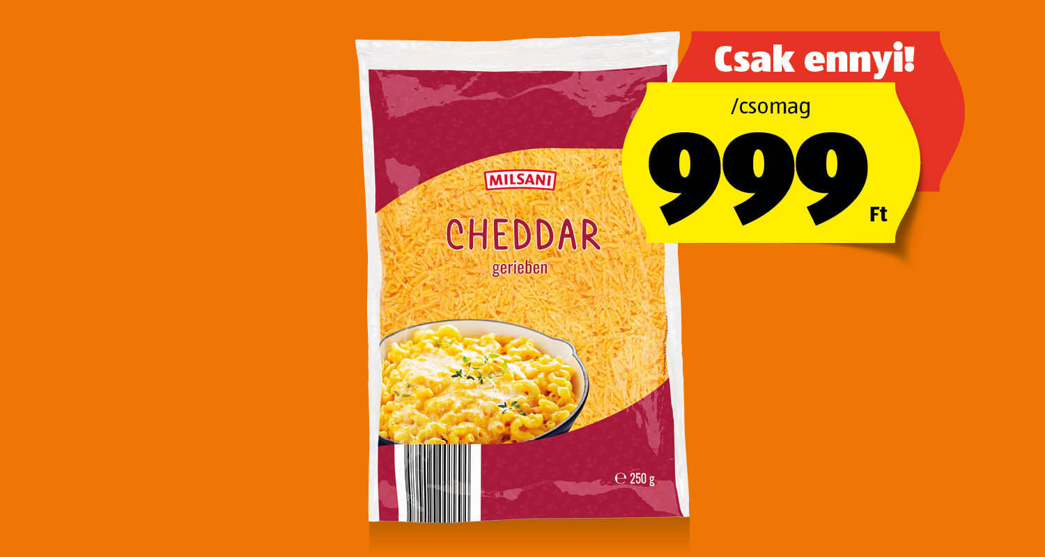 MILSANI Reszelt cheddar, 250 g/csomag