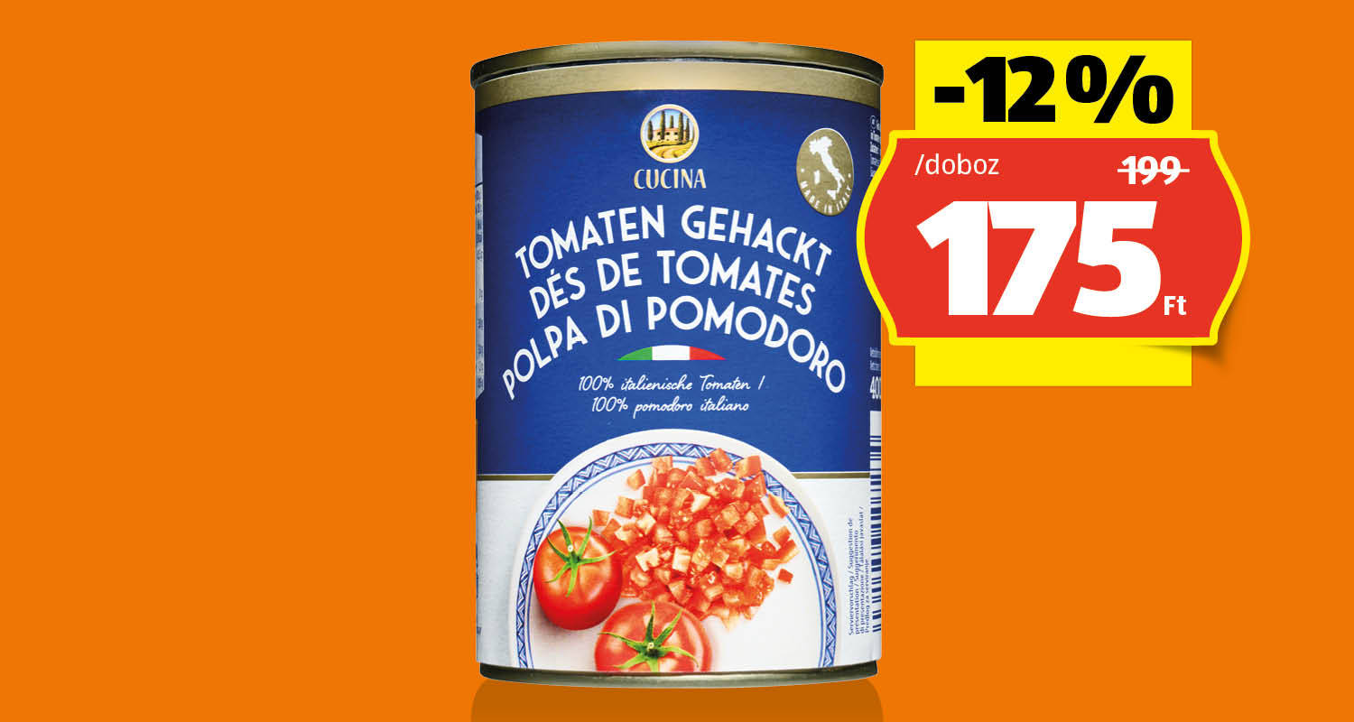 CUCINA Aprított paradicsom, 400 g (240 g)/doboz