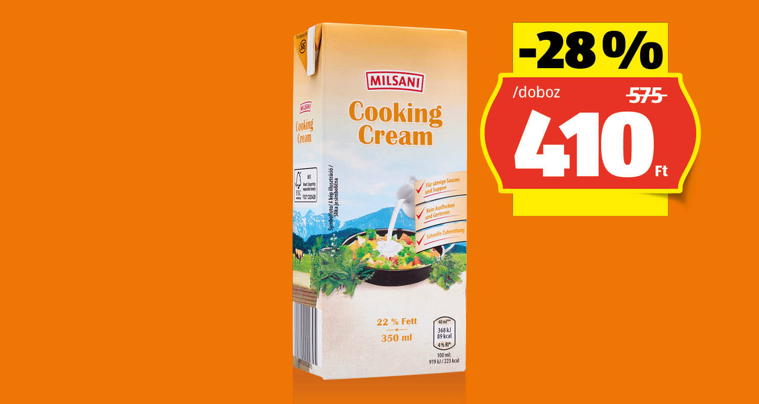 MILSANI Főzőtejszín, 350 ml/doboz