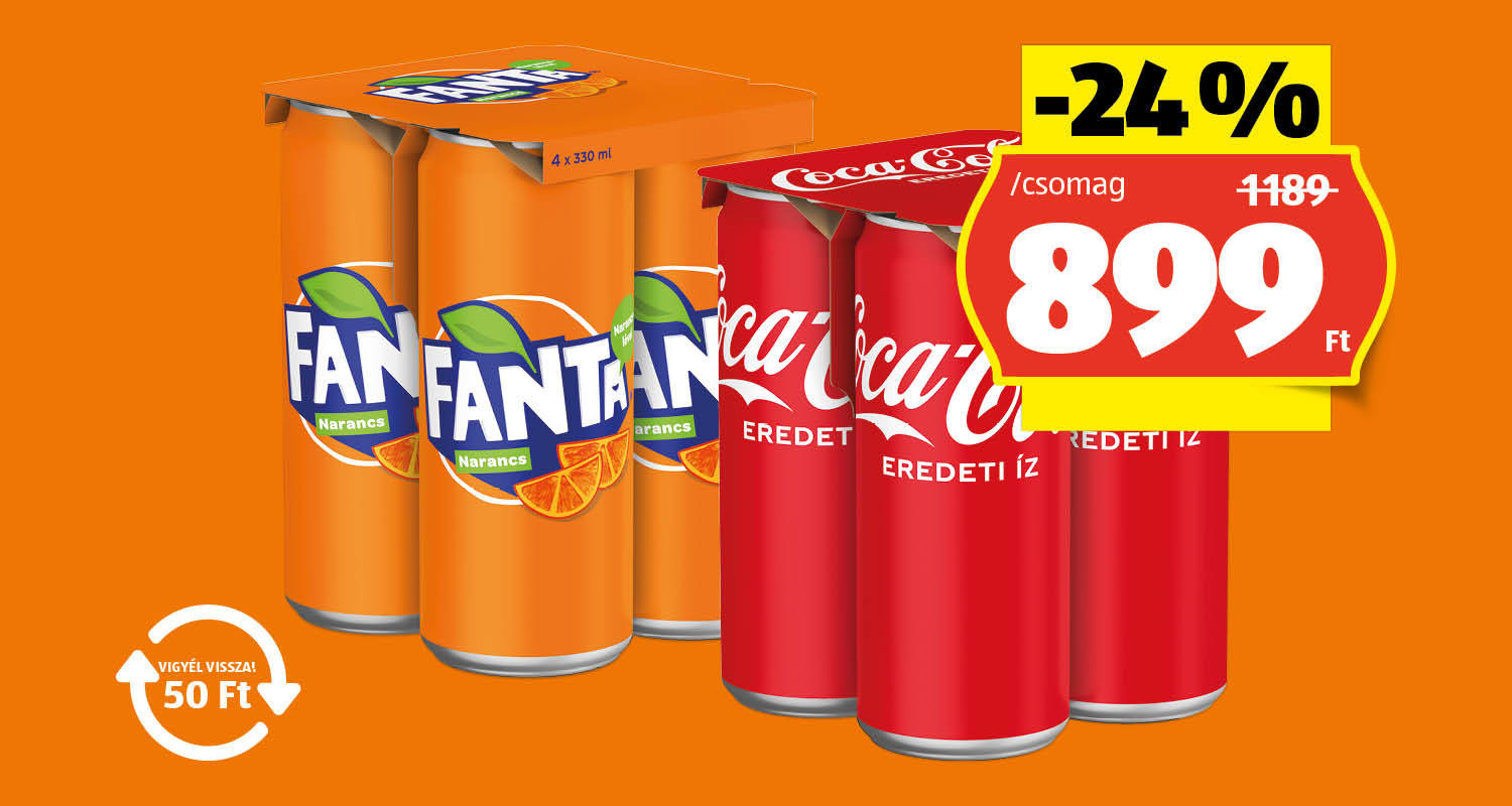 COCA-COLA / FANTA, 4 x 0,33 l/csomag