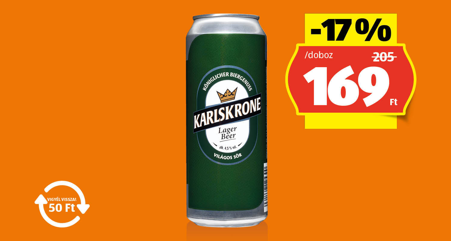 KARLSKRONE Világos sör, 0,5 l/doboz