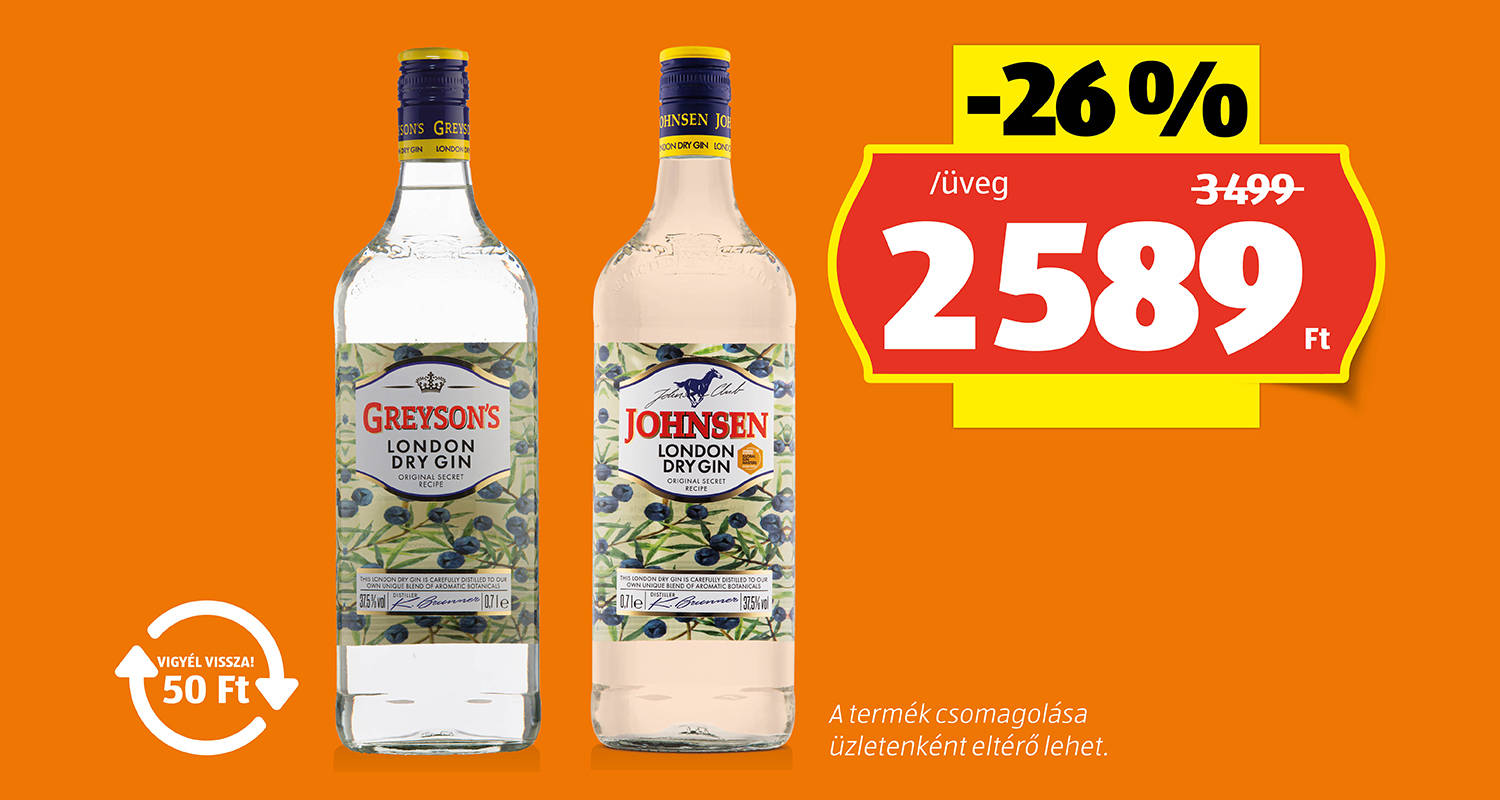 GREYSON’S / JOHNSEN London Dry Gin, 0,7 l/üveg