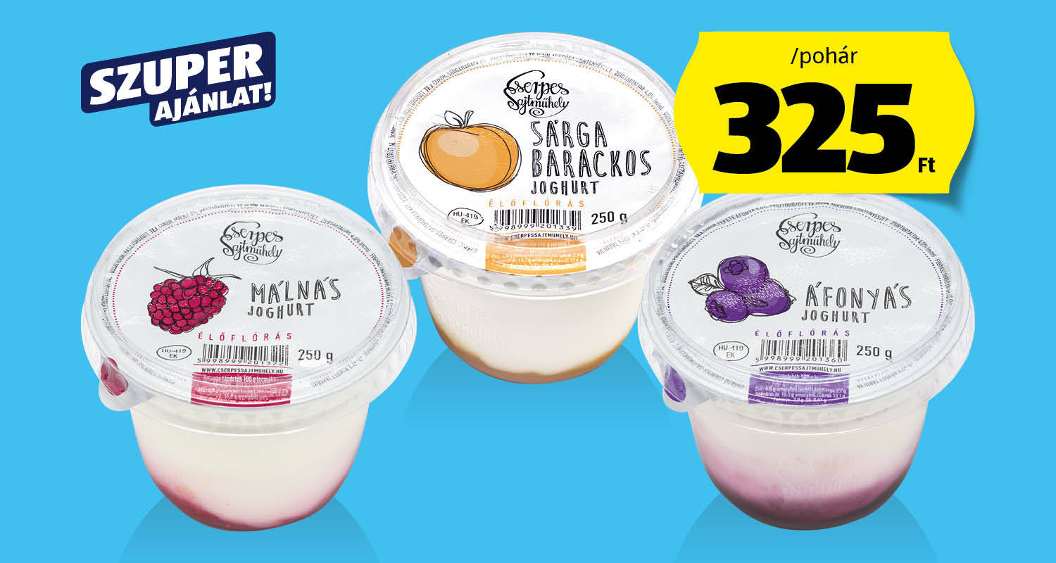CSERPES SAJTMŰHELY Élőflórás joghurt, 250 g/pohár 