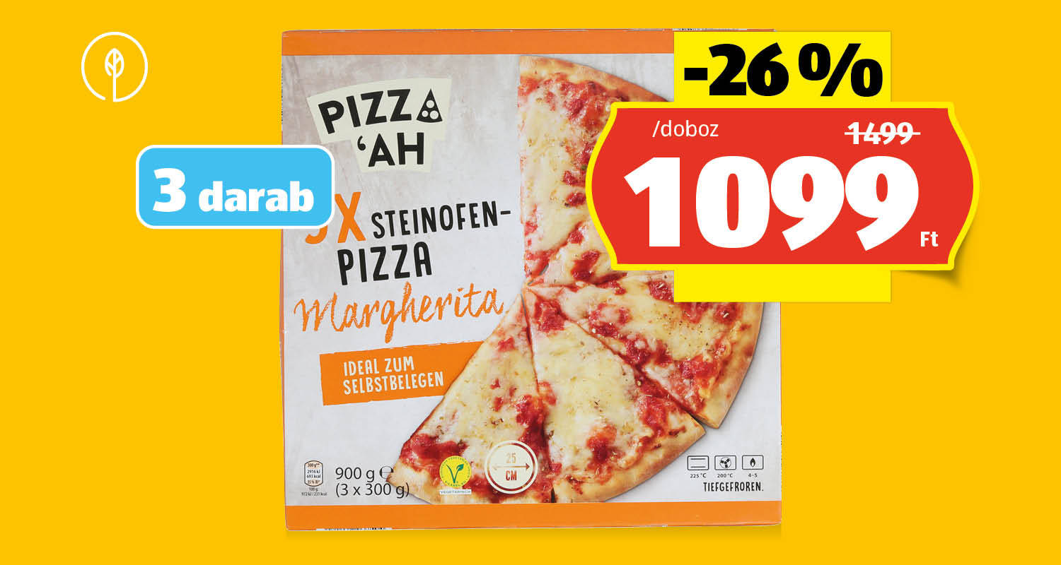 PIZZ‘AH Kövön sütött pizza, 3 x 300 g/doboz