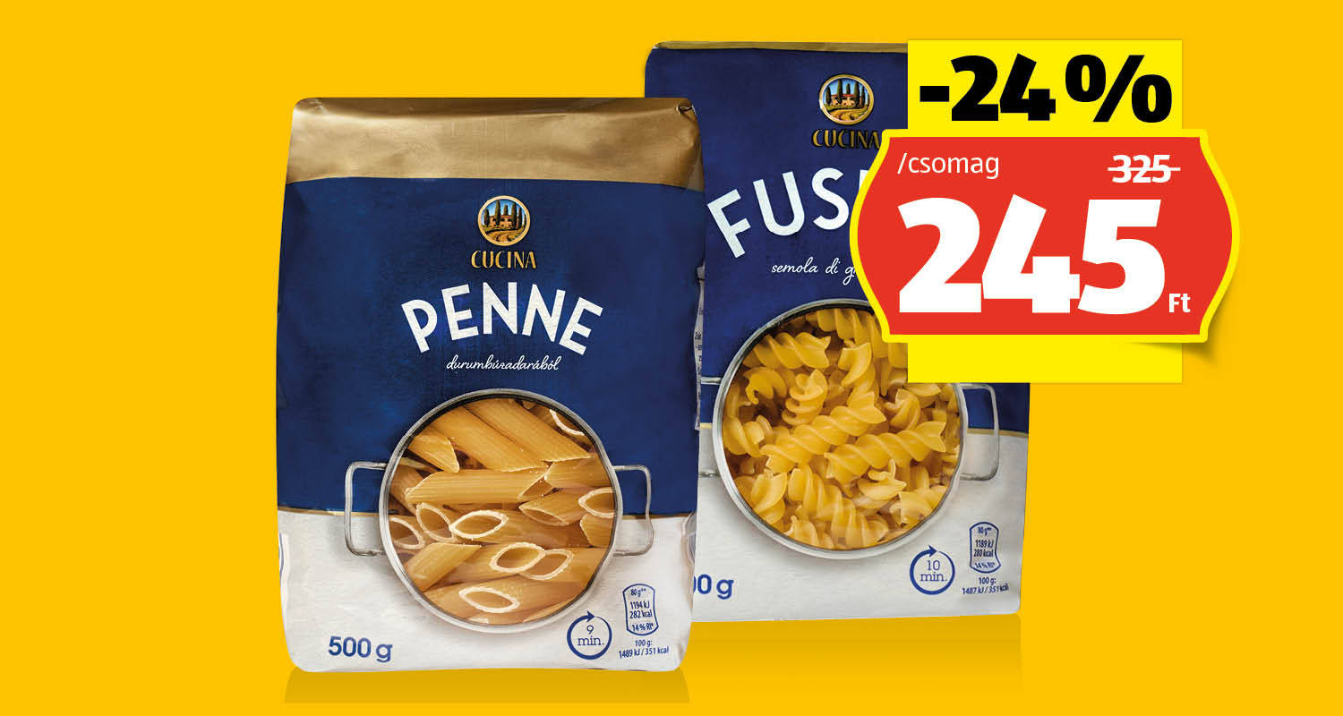 CUCINA Penne vagy orsótészta, 500 g/csomag