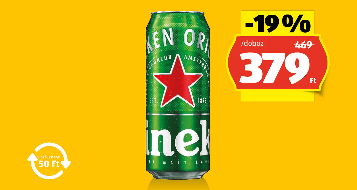 HEINEKEN Világos sör, 0,5 l/doboz