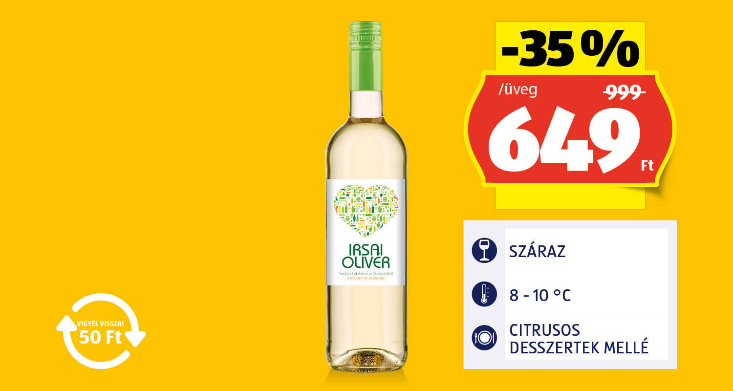 DUNÁNTÚL Irsai Olivér, 0,75 l/üveg