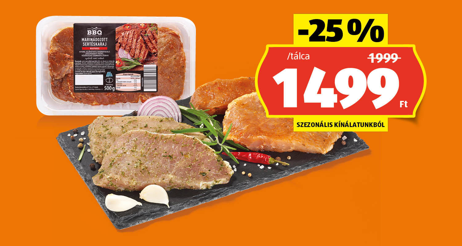 BBQ Friss marinált sertéskaraj, 500 g/tálca
