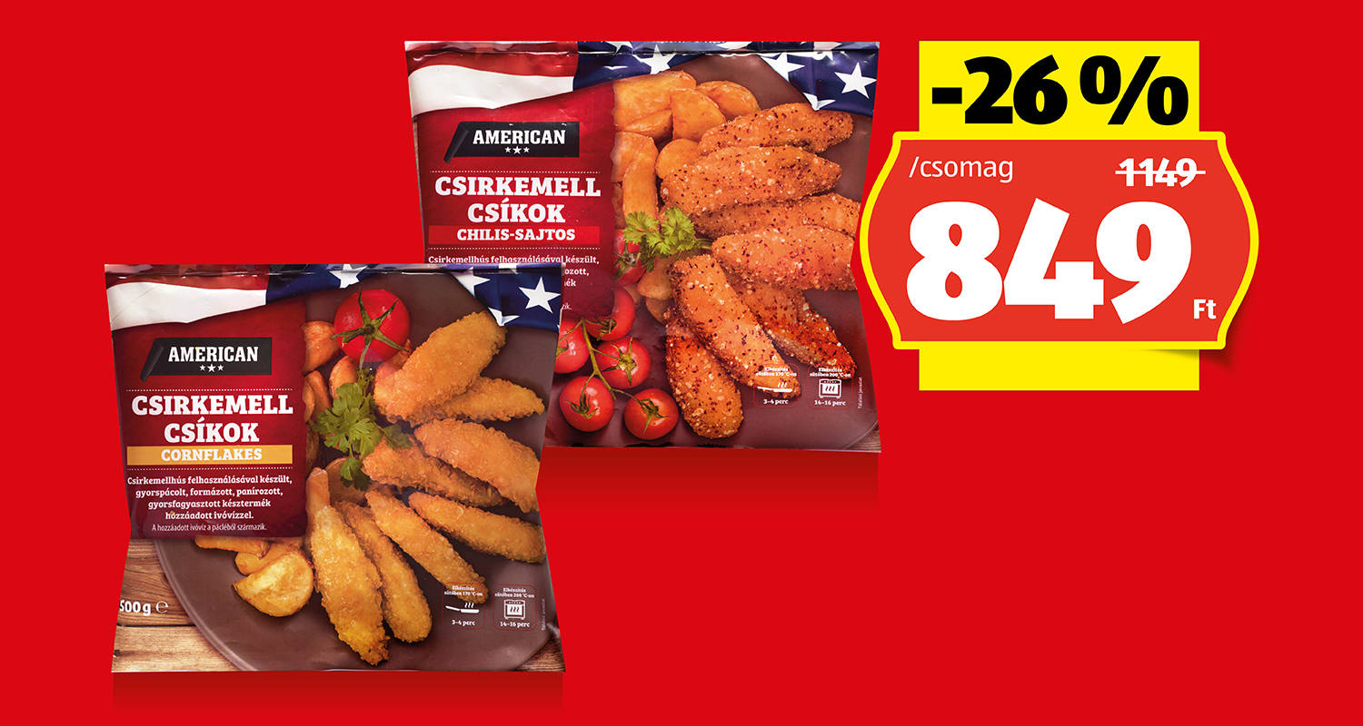 AMERICAN Csirkemellcsíkok, 500 g/csomag 