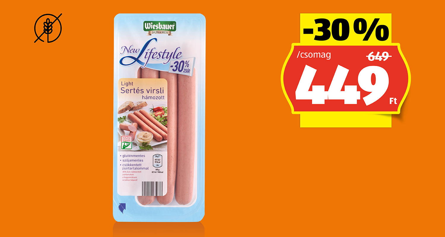 Light sertésvirsli, 200 g/csomag