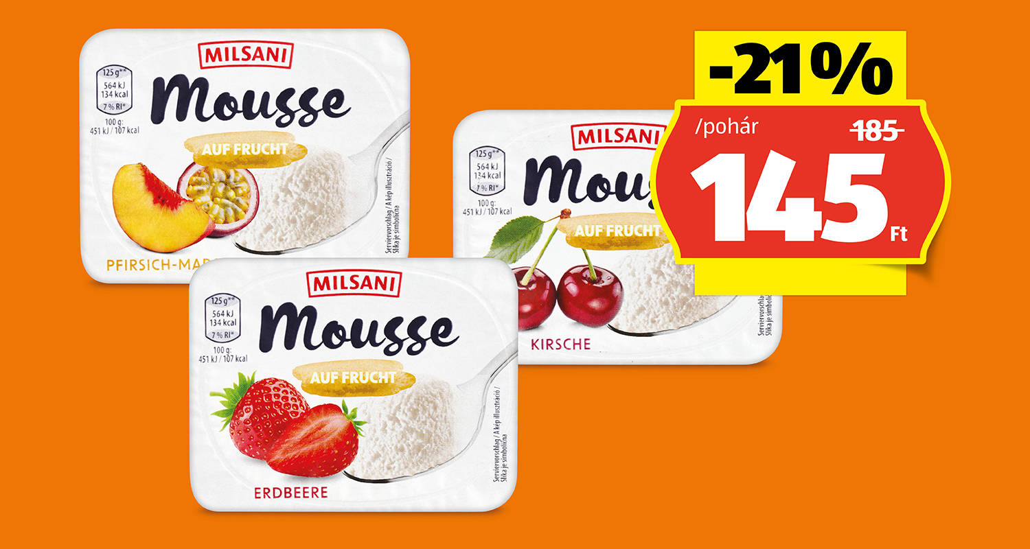 MILSANI Túródesszert gyümölccsel, 125 g/pohár