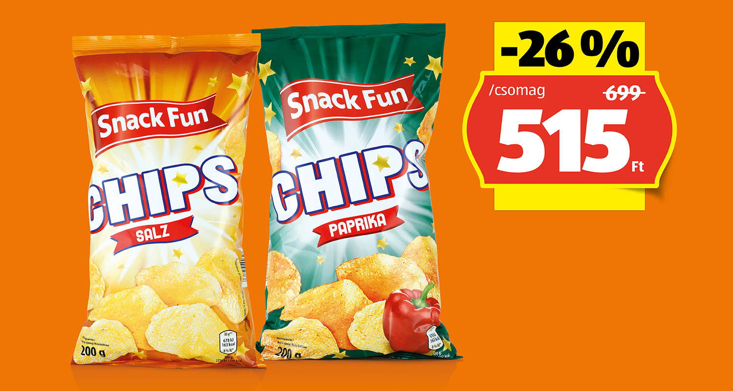 SNACK FUN Burgonyachips, 200 g/csomag