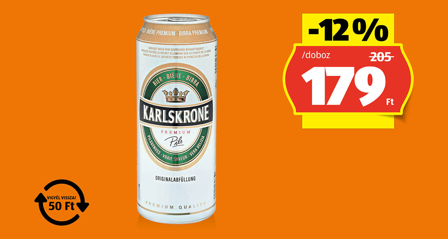 KARLSKRONE Prémium Pils, 0,5 l/doboz1