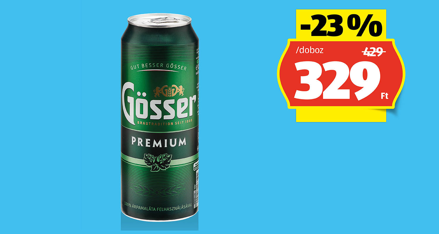 GÖSSER Világos sör, 0,5 l/doboz1