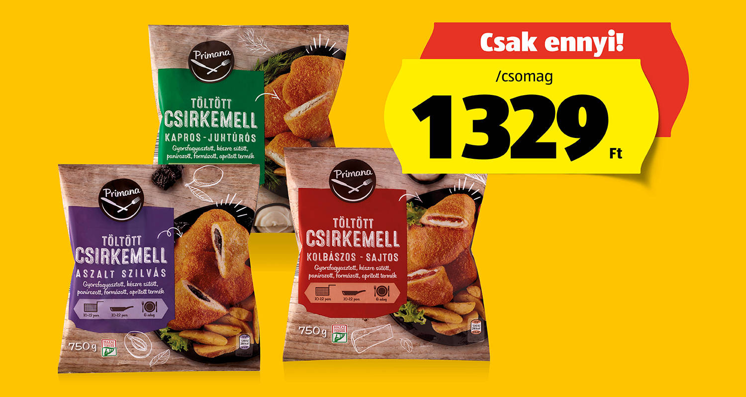 PRIMANA Töltött csirkemell, 750 g/csomag
