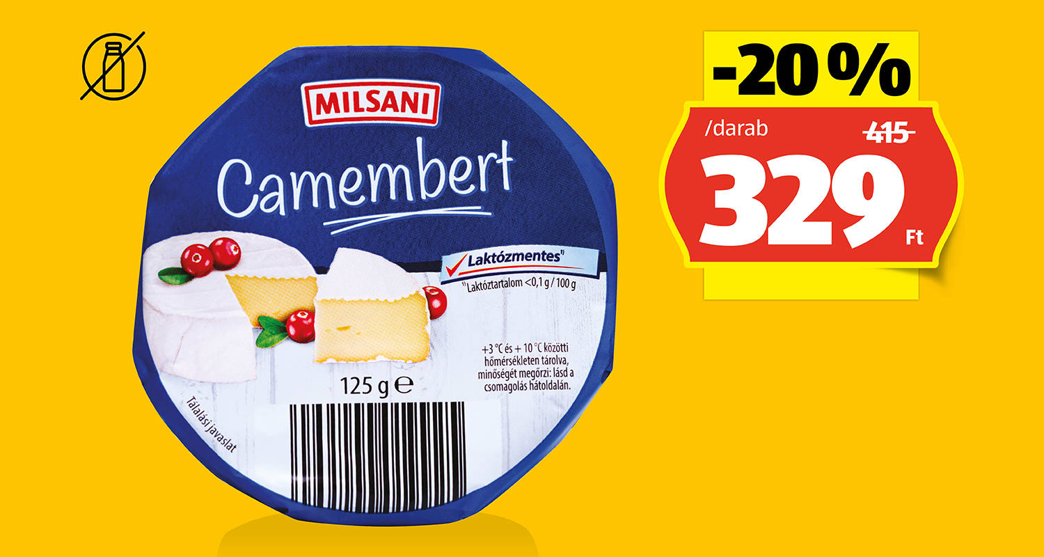 MILSANI Camembert sajt, 125 g/darab