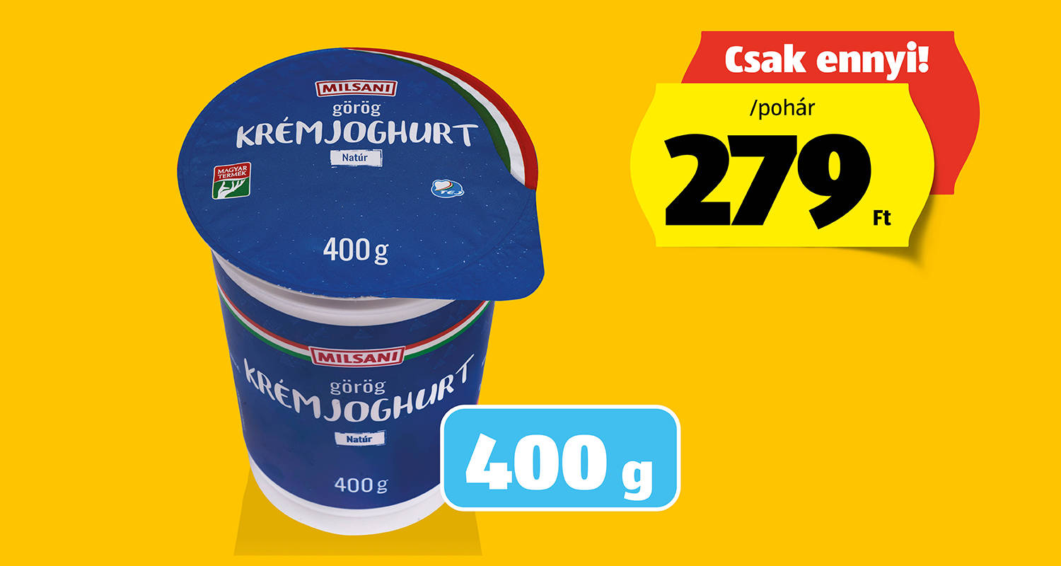 MILSANI Natúr Görög krémjoghurt, 400 g/pohár