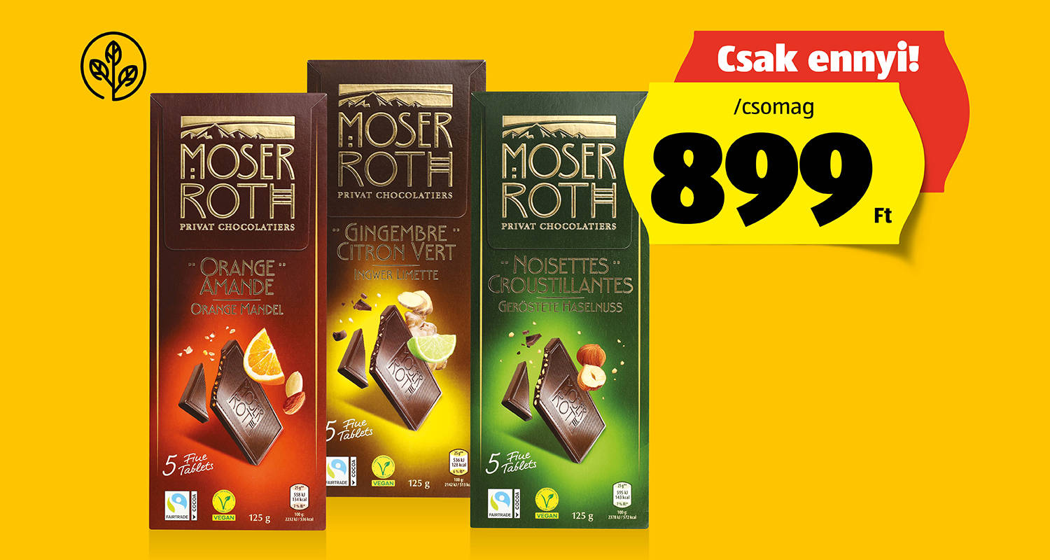 MOSER ROTH Prémium csokoládé, 5 x 25 g/csomag