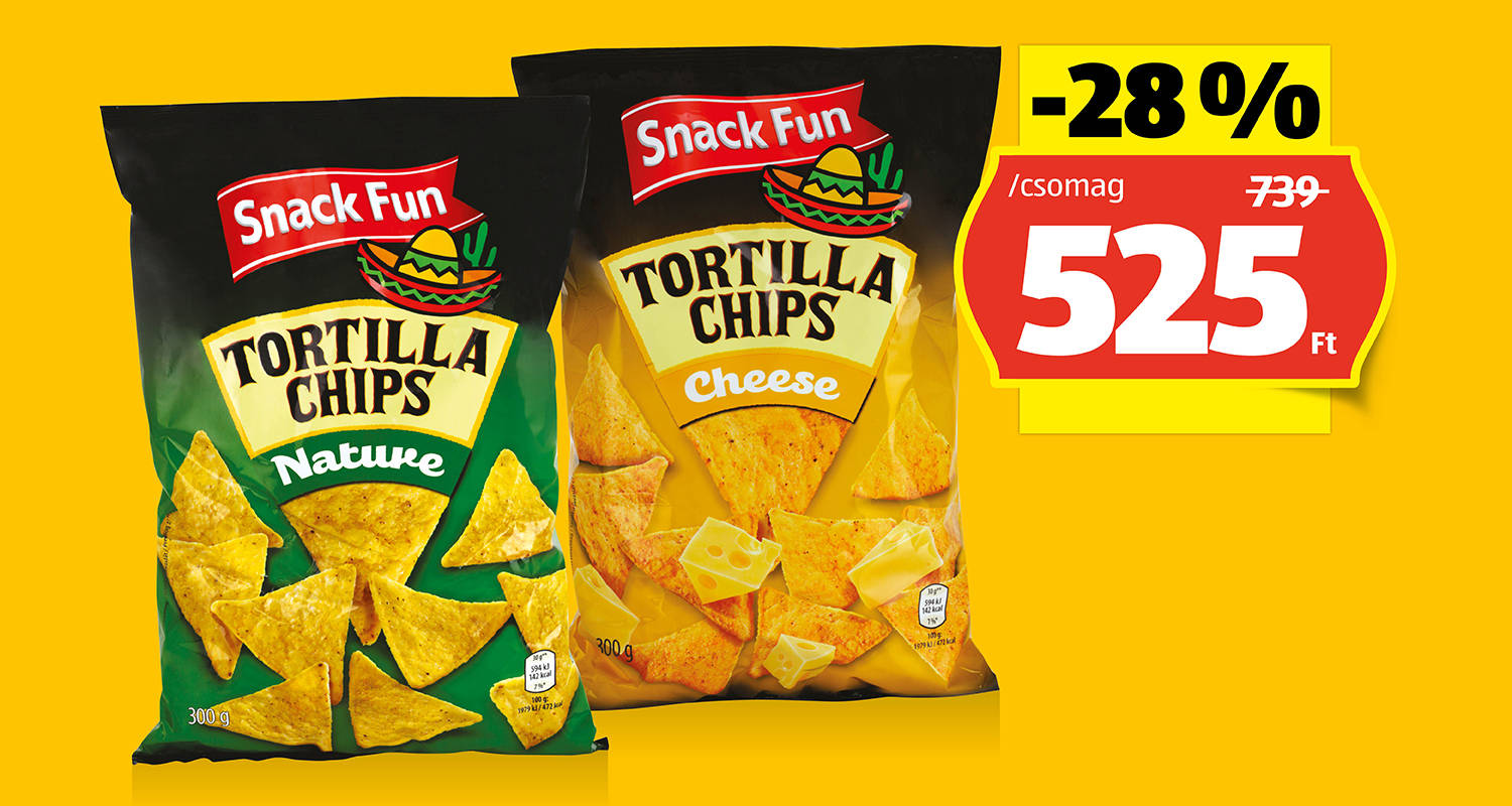 SNACK FUN Tortillachips, 300 g/csomag