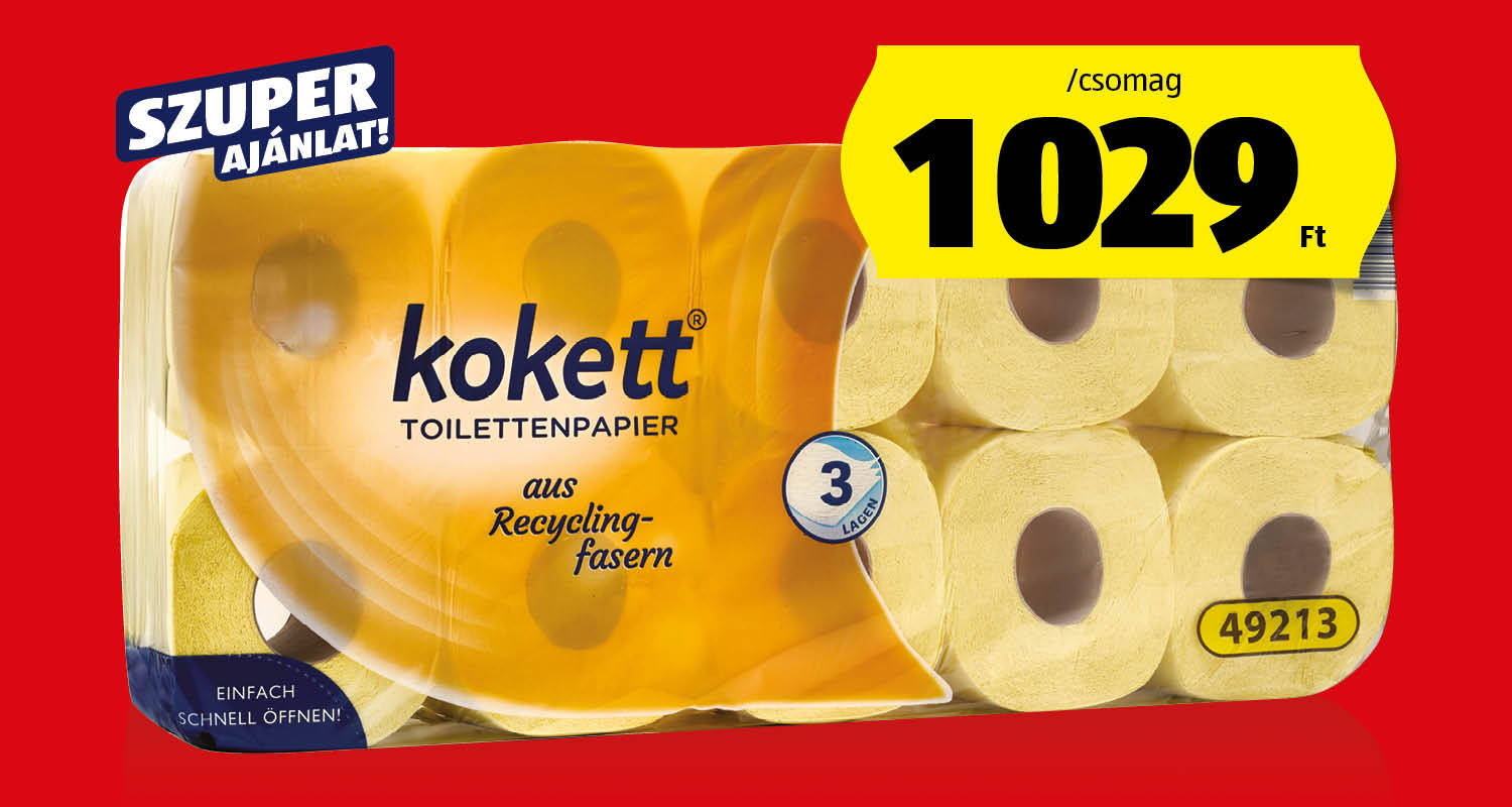KOKETT Toalettpapír, 10 tekercs/csomag
